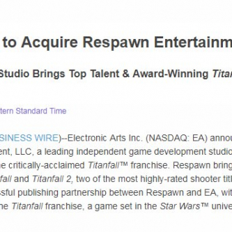 EA achète Respawn Entertainment, qui continue à travailler sur son titre Star Wars