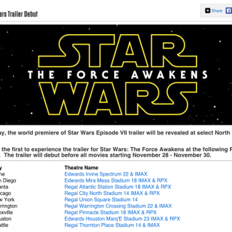 Le trailer de Star Wars: The Force Awakens diffusé en fin de semaine
