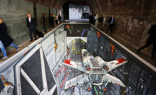 Un trompe-l'œil Star Wars dans le métro londonien